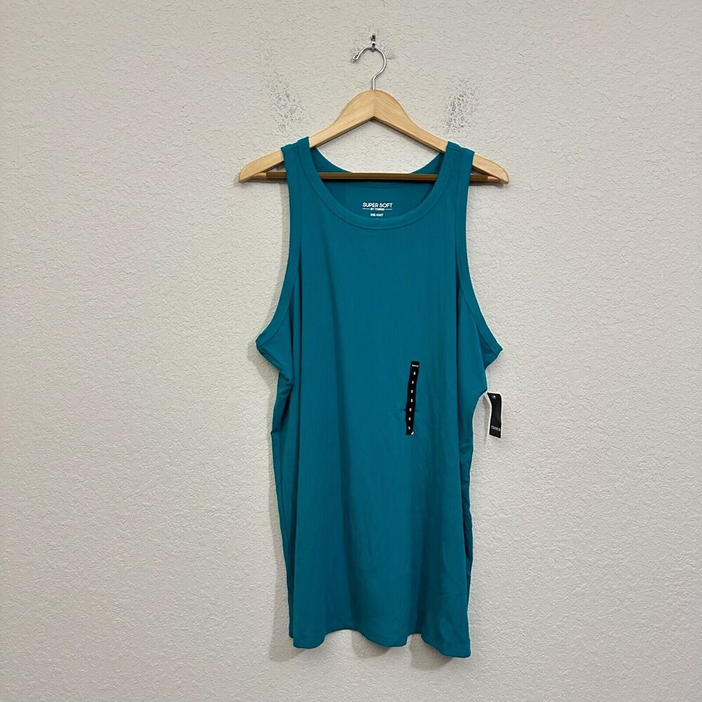 NWT TORRID Supersoft Rib Knit High Neck Tank Top in Fanfare